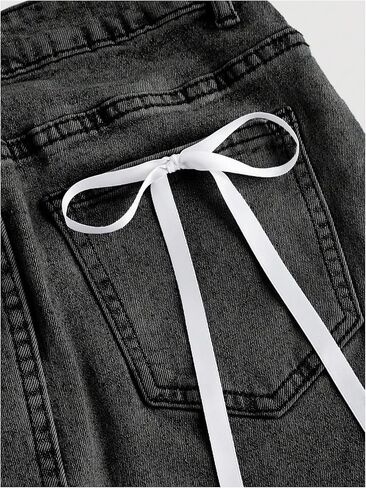 MakeMeChic Women's Denim Skirt High Waist Bow Pocket Bodycon Y2K Mini Jean Skirts in Kuwait