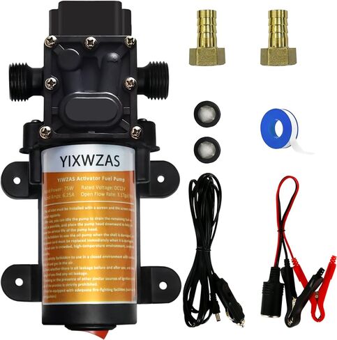 تحرك مضخة نقل الوقود 12V 75W 120 جالون من الغاز أو الديزل في الساعة ، مع سد وزوار سجائر للسيارة ومقطع بطارية ، ومضخة نقل البنزين الكهربائية للقوارب ، والزر ، والجرارات in Kuwait