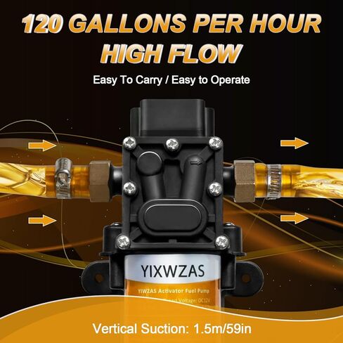 تحرك مضخة نقل الوقود 12V 75W 120 جالون من الغاز أو الديزل في الساعة ، مع سد وزوار سجائر للسيارة ومقطع بطارية ، ومضخة نقل البنزين الكهربائية للقوارب ، والزر ، والجرارات in Kuwait