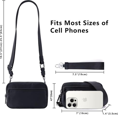 محفظة معصم مزدوجة Ibee للنساء RFID حظر محفظة Crossbody مع نافذة معرف معرف كبير المعصم نايلون in Kuwait