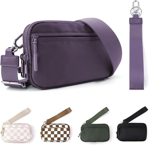 محفظة معصم مزدوجة Ibee للنساء RFID حظر محفظة Crossbody مع نافذة معرف معرف كبير المعصم نايلون in Kuwait