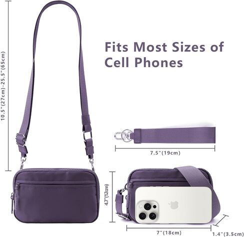 محفظة معصم مزدوجة Ibee للنساء RFID حظر محفظة Crossbody مع نافذة معرف معرف كبير المعصم نايلون in Kuwait