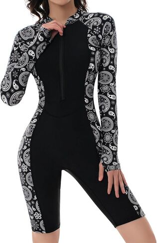 Women's Long Sleeve One-Piece Swimsuit: Rash Guard Boyleg Bathing Suit Sport Surfing Athletic Swimwear in Kuwait