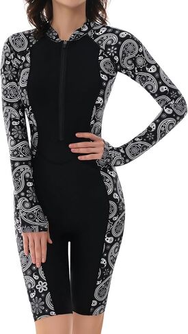 Women's Long Sleeve One-Piece Swimsuit: Rash Guard Boyleg Bathing Suit Sport Surfing Athletic Swimwear in Kuwait