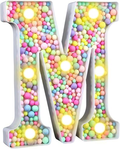 Light Up Letter M - Mosaic LED Marquee Letter Sign Macaron 3D Rainbow Table Centerpieces for Girls Night Light Birthday Pastel Sweet Theme Party Decoration in Saudi Arabia