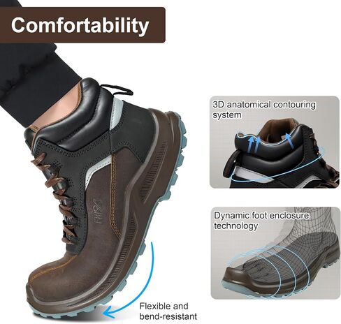 6 Inch Composite Toe Work Boots for Men & Women, Waterproof with 6KV Insulation, Shock Absorption Technology, Reflective Leather (Conforms to ASTM F2413-18 Certified) in Saudi Arabia