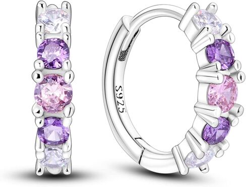 Parmuz 925 Sterling Silver Earrings Hoops for Women Lightweight Star Moon Evil Eye Twisted Hoop Earrings With Cubic Zirconia Hypoallergenic Chunky Hoops Earrings for Her in Kuwait