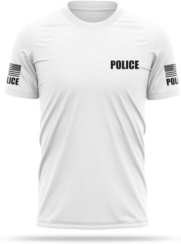 Police Utility Shirts for Men | USA Patriotic Lightweight Tee | Micro Polyester, Moisture-Wicking Quick-Dry Comfort. in Saudi Arabia
