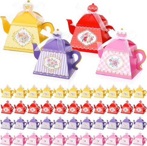 Qilery 72 Pcs Tea Party Favor Boxes Vintage Teapot Favor Boxes Floral Teapot Wedding Gift Candy Boxes Pot Shaped Tea Party Favor Boxes for Baby Shower Brunches Birthday Garden Wedding Decoration in Saudi Arabia