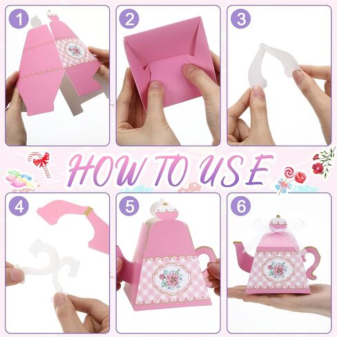 Qilery 72 Pcs Tea Party Favor Boxes Vintage Teapot Favor Boxes Floral Teapot Wedding Gift Candy Boxes Pot Shaped Tea Party Favor Boxes for Baby Shower Brunches Birthday Garden Wedding Decoration in Saudi Arabia