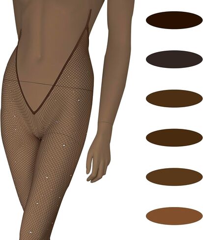 High Side VCUT Carnival Stockings | V-Cut Carnival Fishnet Tights for Black Brown Women | Choose Color in Kuwait