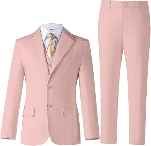 Boys Linen Suit for Kids Formal Tuxedo Suits 3 Piece Wedding Birthday Dress Clothes Slim Jacket Vest Pants Set in Kuwait