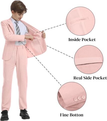 Boys Linen Suit for Kids Formal Tuxedo Suits 3 Piece Wedding Birthday Dress Clothes Slim Jacket Vest Pants Set in Kuwait