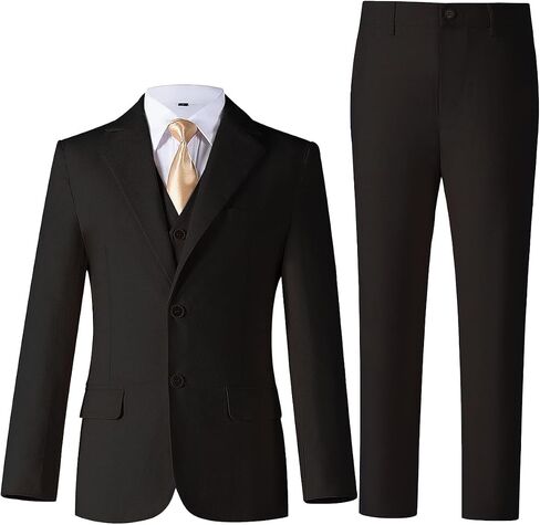 Boys Linen Suit for Kids Formal Tuxedo Suits 3 Piece Wedding Birthday Dress Clothes Slim Jacket Vest Pants Set in Kuwait