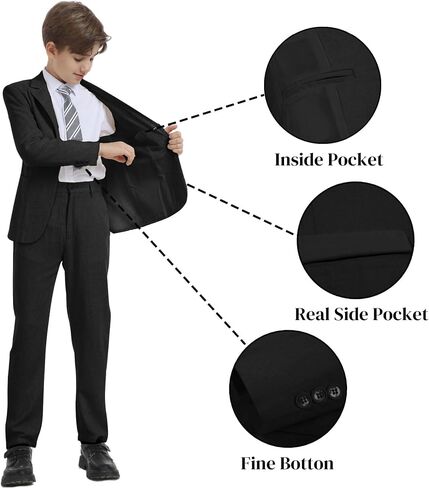 Boys Linen Suit for Kids Formal Tuxedo Suits 3 Piece Wedding Birthday Dress Clothes Slim Jacket Vest Pants Set in Kuwait
