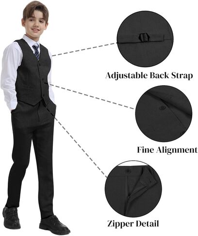 Boys Linen Suit for Kids Formal Tuxedo Suits 3 Piece Wedding Birthday Dress Clothes Slim Jacket Vest Pants Set in Kuwait