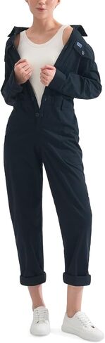 من Hisea Women Flex Sleeve Coveralls ، Women Related Fit Twill Twill Coverall مع الخصر المرن والجيب in Saudi Arabia