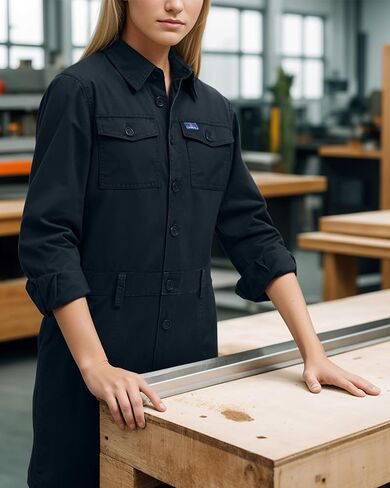 من Hisea Women Flex Sleeve Coveralls ، Women Related Fit Twill Twill Coverall مع الخصر المرن والجيب in Saudi Arabia