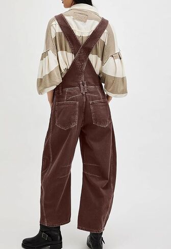 yoeasy Women's Denim Overall Barrel Wide Leg Bib Baggy Jeans Adjustable Strap Denim Romper Stretch Jumpsuit Y2K Pants in Kuwait