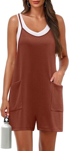 Lepunuo Womens Summer Summer Rompers Rompers Athletic Servicey Sevels Sheorts Belfsuits مع جيوب in Kuwait
