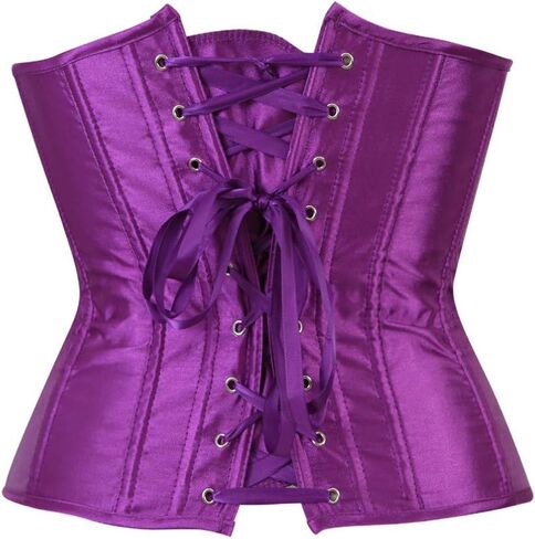 Women's Gothic Classic Satin Lace Up Boned Underbust Corsets Bustiers Top in Saudi Arabia