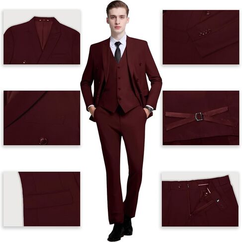 Mens Slim Fit Suit Formal 3 Piece Suit Set Double Breasted Suit Men Wedding Prom Tuxedo Blazer Jacket Vest Pants Set in Saudi Arabia