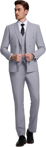 Mens Slim Fit Suit Formal 3 Piece Suit Set Double Breasted Suit Men Wedding Prom Tuxedo Blazer Jacket Vest Pants Set in Saudi Arabia