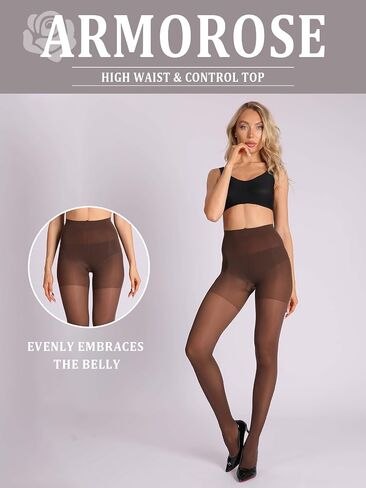 2 Pairs Indestructible Tights for Women,Rip Resistant Pantyhose, 40D Semi Sheer T-Crotch High Waist Tights in Kuwait