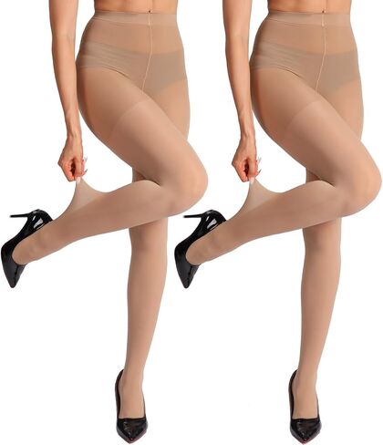 2 Pairs Indestructible Tights for Women,Rip Resistant Pantyhose, 40D Semi Sheer T-Crotch High Waist Tights in Kuwait
