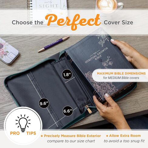 Christian Art Gifts Dark Purple Fashion Bible Cover for Women: Mercies are New - Lam. 3:22-23 Inspirational Scripture, Vegan Leather Book Carry Case w/Sleeves, Zipper, Pocket & Pen Storage, Medium in Kuwait