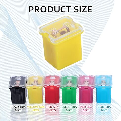 36 PCS CAR Vuses الصمامات الصمامات للسيارات مجموعة التشويش المنخفضة المظهر الجانبي القياسي على شكل خرطوشة صغيرة الشكل 20A 30A 40A 50A 60A 80A FOR FORD CHEVY/GM NISSAN TOYOTA CARCES CARS و SUVS in Kuwait