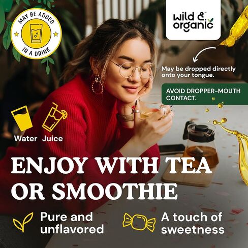 Wild & Organic Ceylon Cinnamon Tincture 500 ملغ - مكملات القرفة السائلة للدعم الكلي - Cinnamomum Verum Bark Extract - نباتي ، خالي من الكحول ، غير المعدلة وراثيًا - 4 أوقية in Kuwait