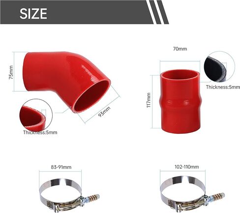 6.6L Silicone Intercooler Boot Kit مع المشابك متوافقة مع GMC 6.6L Duramax Lly 2004-2005 - Black in Saudi Arabia