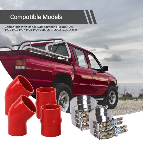 6.6L Silicone Intercooler Boot Kit مع المشابك متوافقة مع GMC 6.6L Duramax Lly 2004-2005 - Black in Saudi Arabia