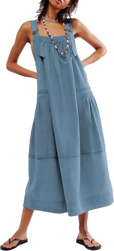 Yeokou Womens Comple Dress Cotton Barrel Midi Travel Dress Dress in Kuwait