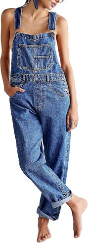 Owl's-Yard Women Long Jumpsuit Casual Bib Wide Leg Adjustable Strap Romper Pants 90s Retro Revolt Dungaree Overalls in Kuwait