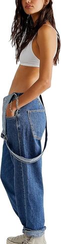 Owl's-Yard Women Long Jumpsuit Casual Bib Wide Leg Adjustable Strap Romper Pants 90s Retro Revolt Dungaree Overalls in Kuwait