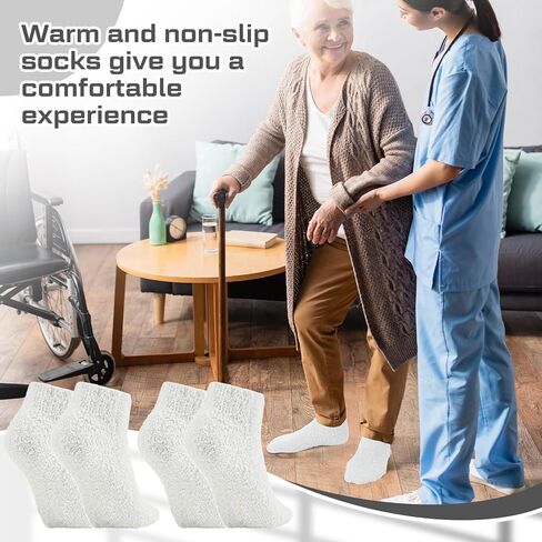Foaincore 4 Pack Non Slip Hospital Socks for Women Men Non Slip Glip Chlle Guzzy Gocks Dark Dark Hompts in Kuwait