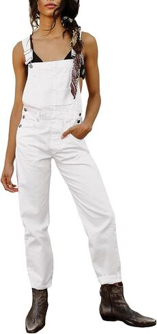 Owl's-Yard Women Long Jumpsuit Casual Bib Wide Leg Adjustable Strap Romper Pants 90s Retro Revolt Dungaree Overalls in Kuwait