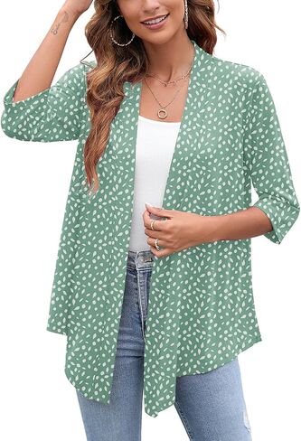 Heymoments Cardigans Lightweight Open Front 3/4 Casal Drage Drape Fall Cardigan S-2XL in Kuwait