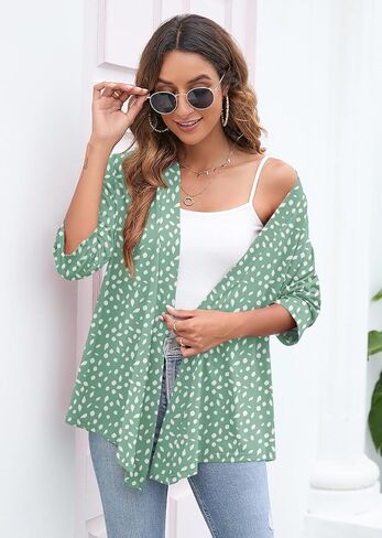 Heymoments Cardigans Lightweight Open Front 3/4 Casal Drage Drape Fall Cardigan S-2XL in Kuwait