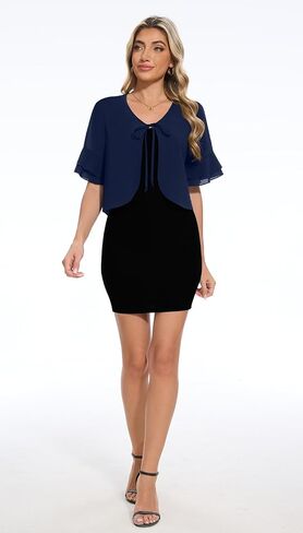Women Shrug Chiffon Bolero Ruffle Short Sleeve Summer Tie Front Sheer Cardigans for Dresses in Kuwait