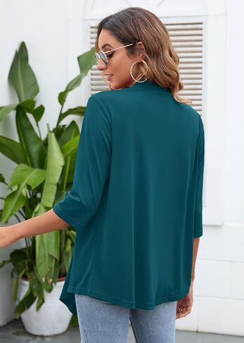 Heymoments Cardigans Lightweight Open Front 3/4 Casal Drage Drape Fall Cardigan S-2XL in Kuwait