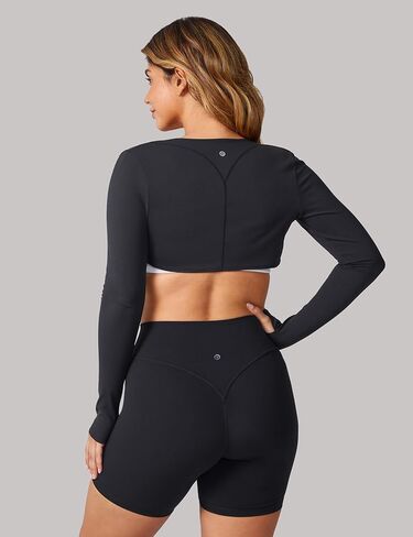 Cropped Long Sleeve Workout Tops Shrug for Women Open Front Bolero Buttery Soft Gym Yoga Daily Layering Piece in Kuwait