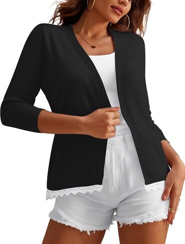 REDHOTYPE Women's Shrugs Lightweight 3/4 Sleeve Open Front Cropped Cardigan Sweaters for Women in Saudi Arabia
