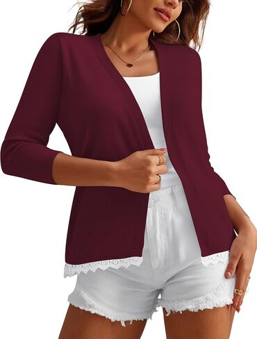 REDHOTYPE Women's Shrugs Lightweight 3/4 Sleeve Open Front Cropped Cardigan Sweaters for Women in Saudi Arabia