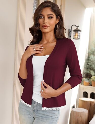 REDHOTYPE Women's Shrugs Lightweight 3/4 Sleeve Open Front Cropped Cardigan Sweaters for Women in Saudi Arabia