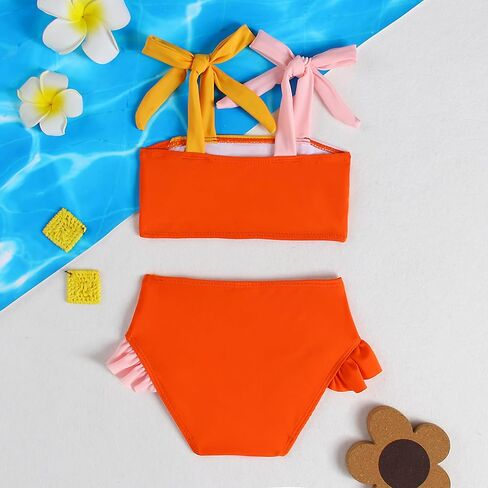 Toddler Girl Swimsuit Color Block Swimwear Girls Beach Bathing Suit Two Pieces Bikini Set 1-6 Years in Saudi Arabia