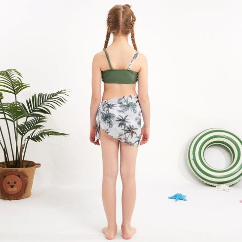 Weixinbuy Girl's 3 Piece Girls Swimsuit ، v-neck twist cross bikini مجموعة ملابس السباحة 9-16y بدلة سباحة في سن المراهقة مع تنورة تستر in Kuwait