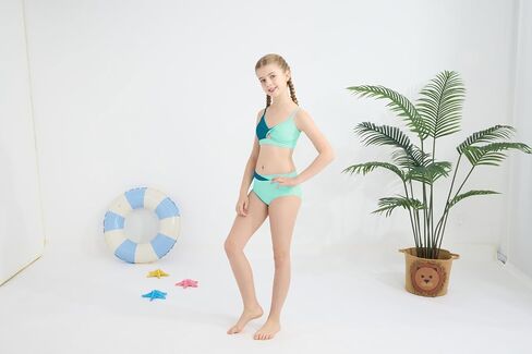 Girls Swimsuit Color Block Twist Bathing Bikini Suit Adjustable Straps Girls 2 Piece Swimsuit 7-14 Years in Saudi Arabia